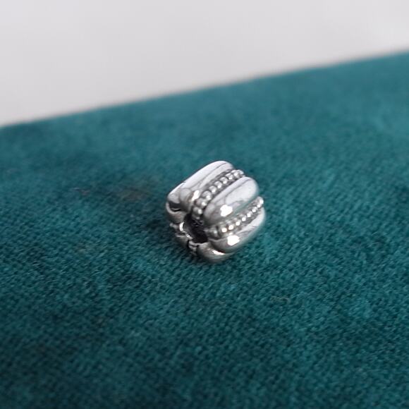 Pandora Dots Ridges Barrel Clip Charm 790446 Retired 925 Sterling Silver Stopper - Picture 3 of 7